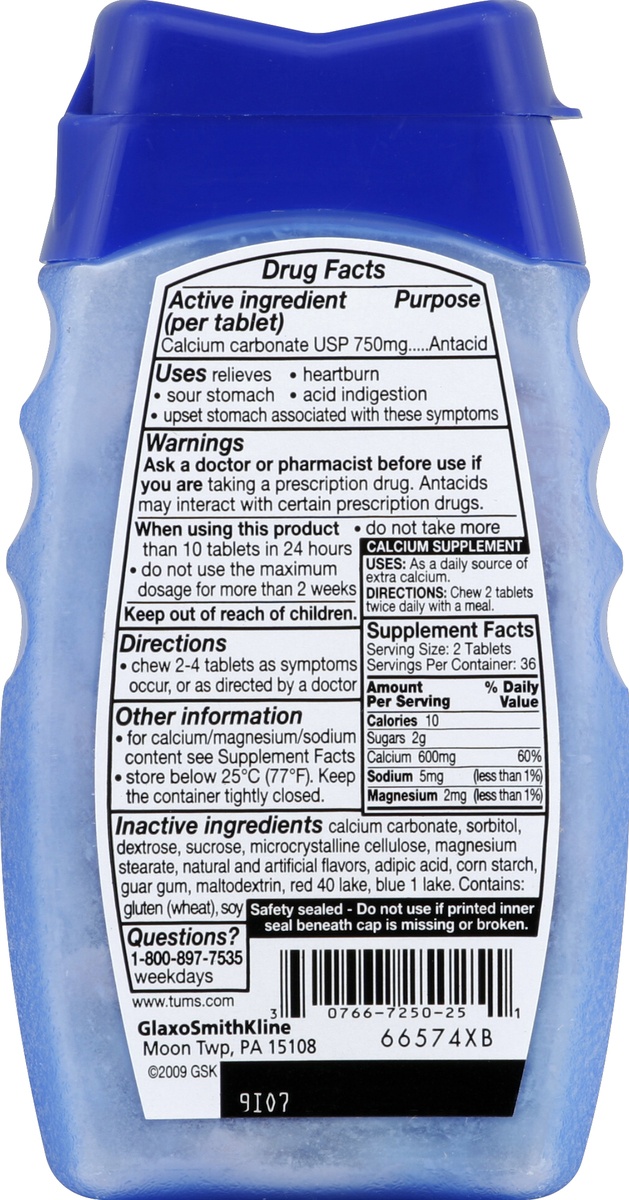 slide 2 of 3, Tums Antacid/Calcium Supplement 72 ea, 72 ct