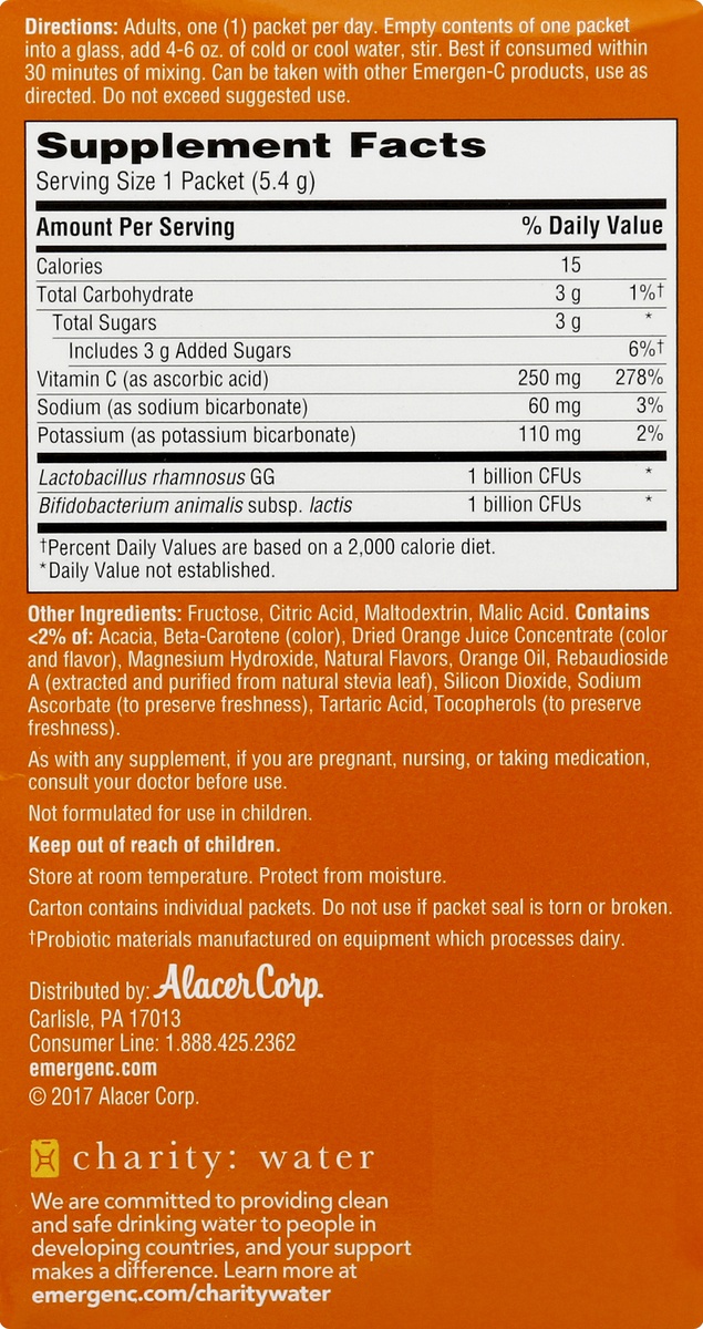 slide 5 of 6, Emergen-C Probiotic - Orange, 30 ct