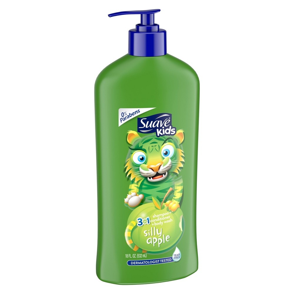 slide 3 of 4, Suave Kids Silly Apple 3-In-1 Shampoo + Conditioner + Body Wash, 18 fl oz