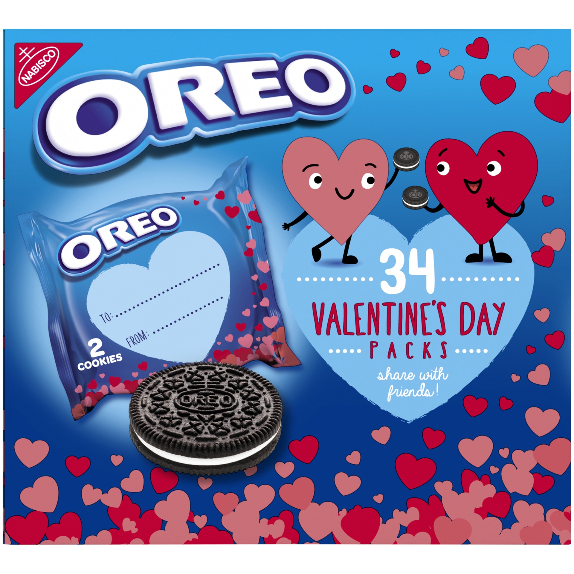 slide 3 of 7, OREO Valentine's Day Chocolate Sandwich Cookies, Valentine Cookies, 34 Snack Packs (2 Cookies Per Pack) - INNER PACK, 1.66 lb