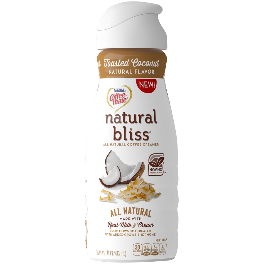 slide 2 of 7, Nestlé Coffee-Mate Natural Bliss All Natural Toasted Coconut Liquid Coffee Creamer, 16 fl oz