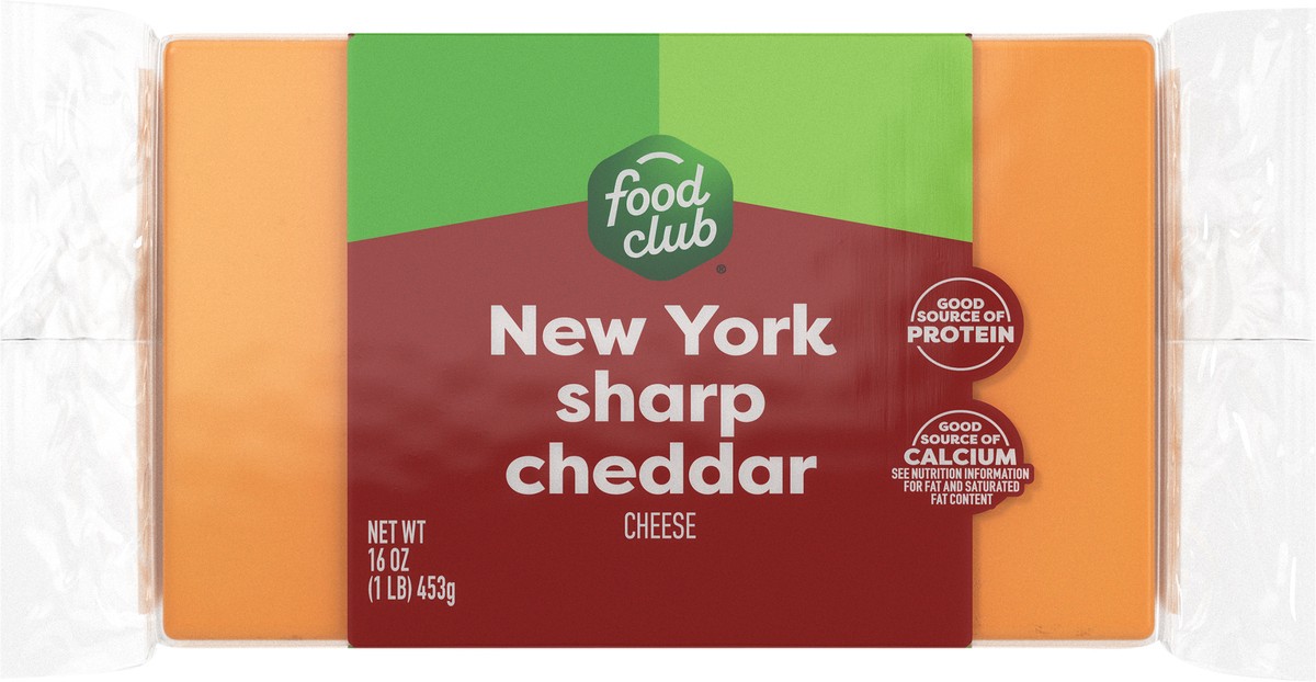 slide 4 of 12, Food Club New York Sharp Cheddar Cheese, 16 oz