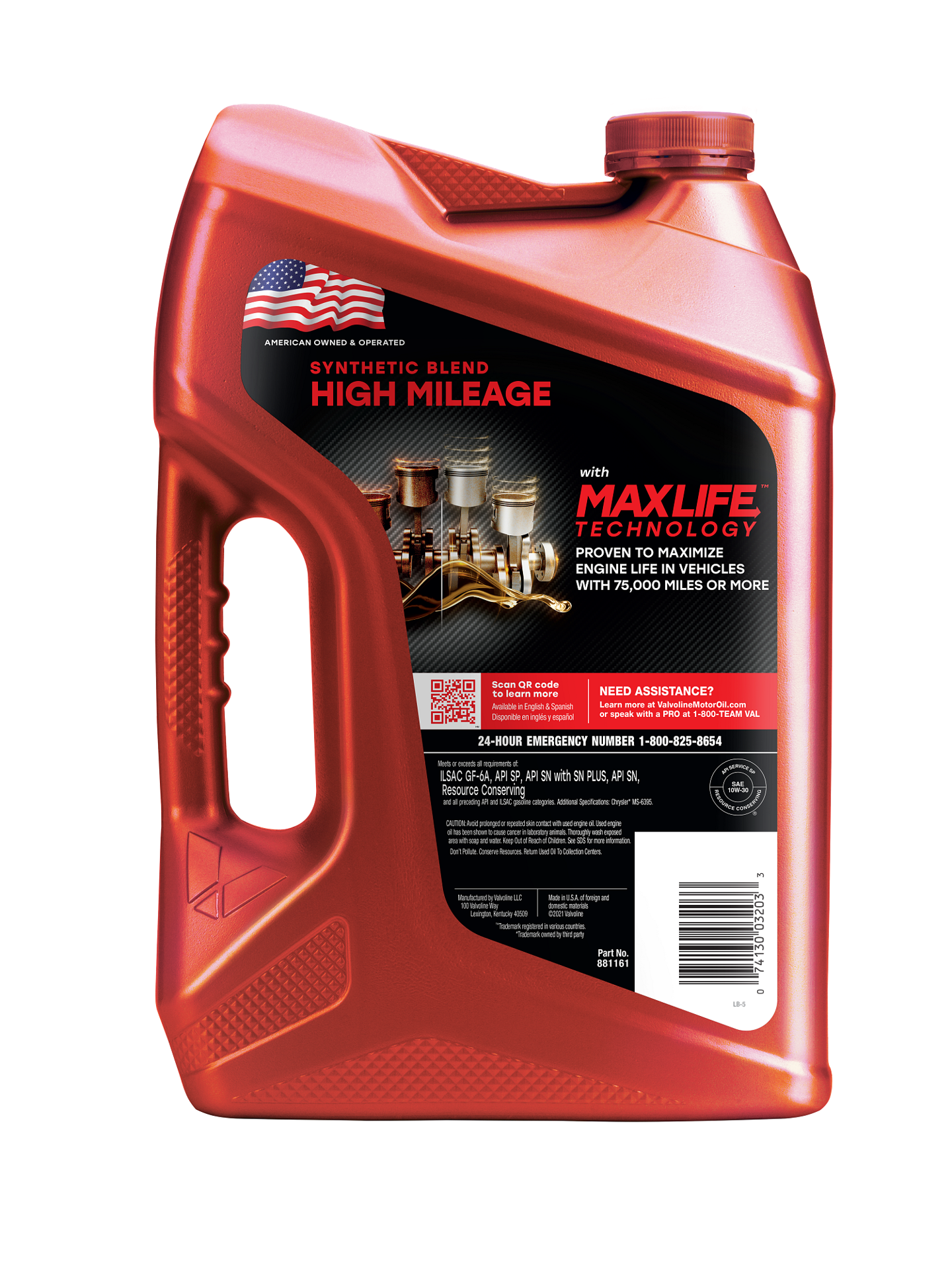 slide 2 of 2, Valvoline High Mileage with MaxLife Technology SAE 10W-30 Synthetic Blend Motor Oil 5 QT, 1 ct