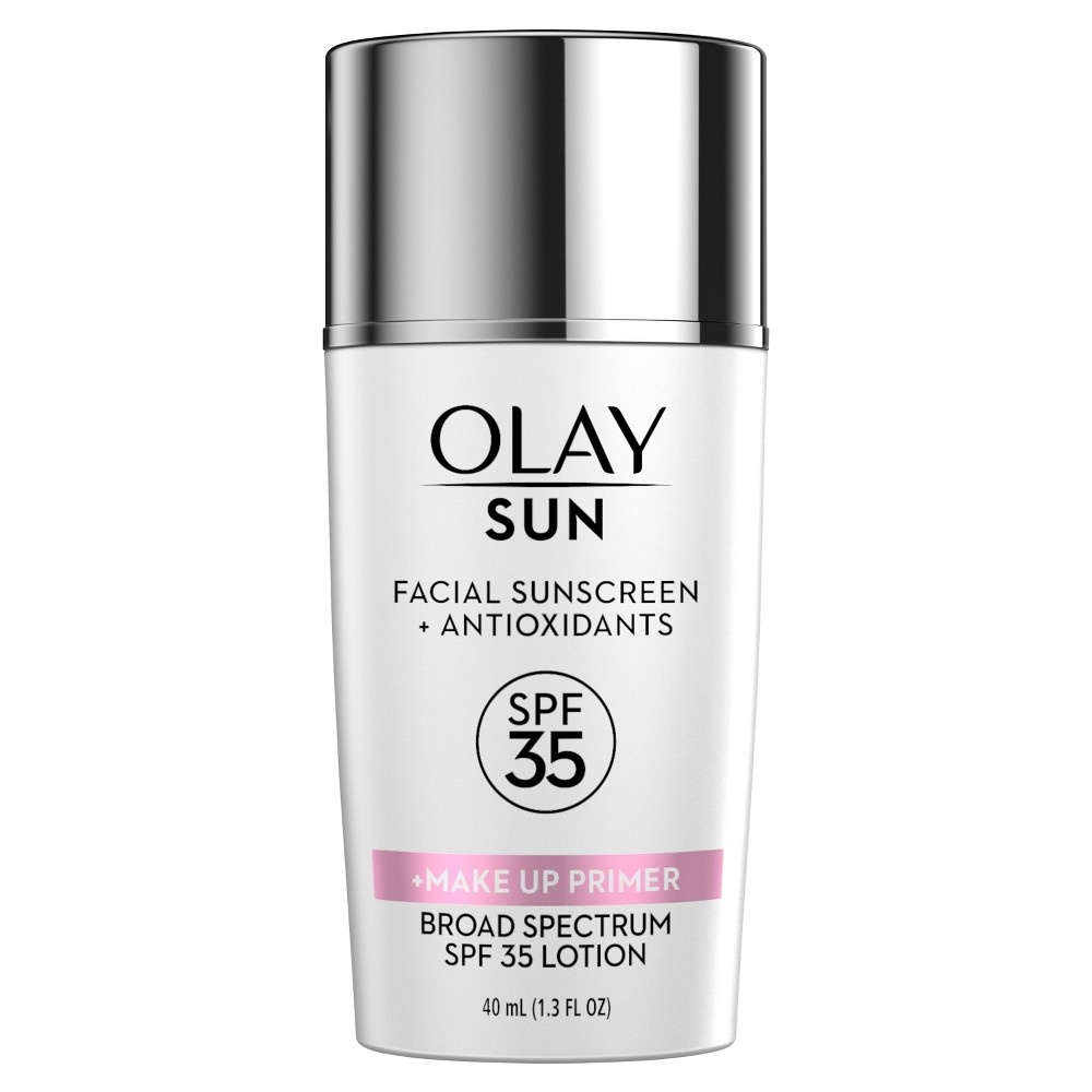 slide 2 of 5, Olay Sun Face Sunscreen Serum Makeup Primer SPF 35, 1.3 oz