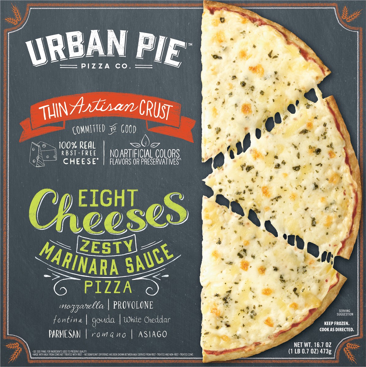 slide 5 of 9, Urban Pie Pizza Co. Thin Artisan Crust Eight Cheeses Pizza 16.7 oz, 16.7 oz