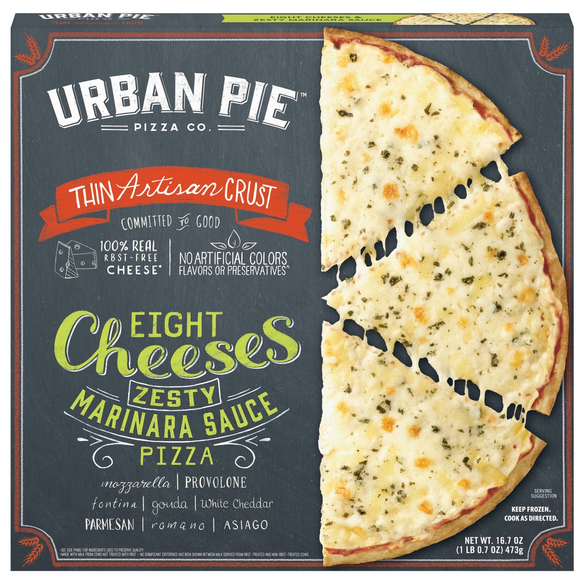 slide 1 of 9, Urban Pie Pizza Co. Thin Artisan Crust Eight Cheeses Pizza 16.7 oz, 16.7 oz