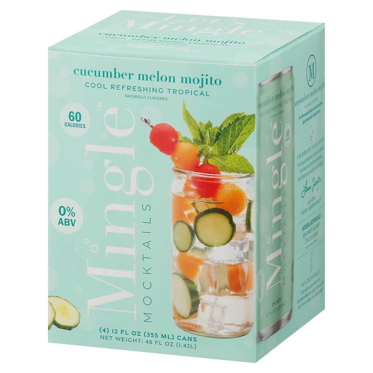 slide 4 of 9, Mingle Cucumber Melon Mojito Mocktails 4 - 12 fl oz Cans, 1 ct
