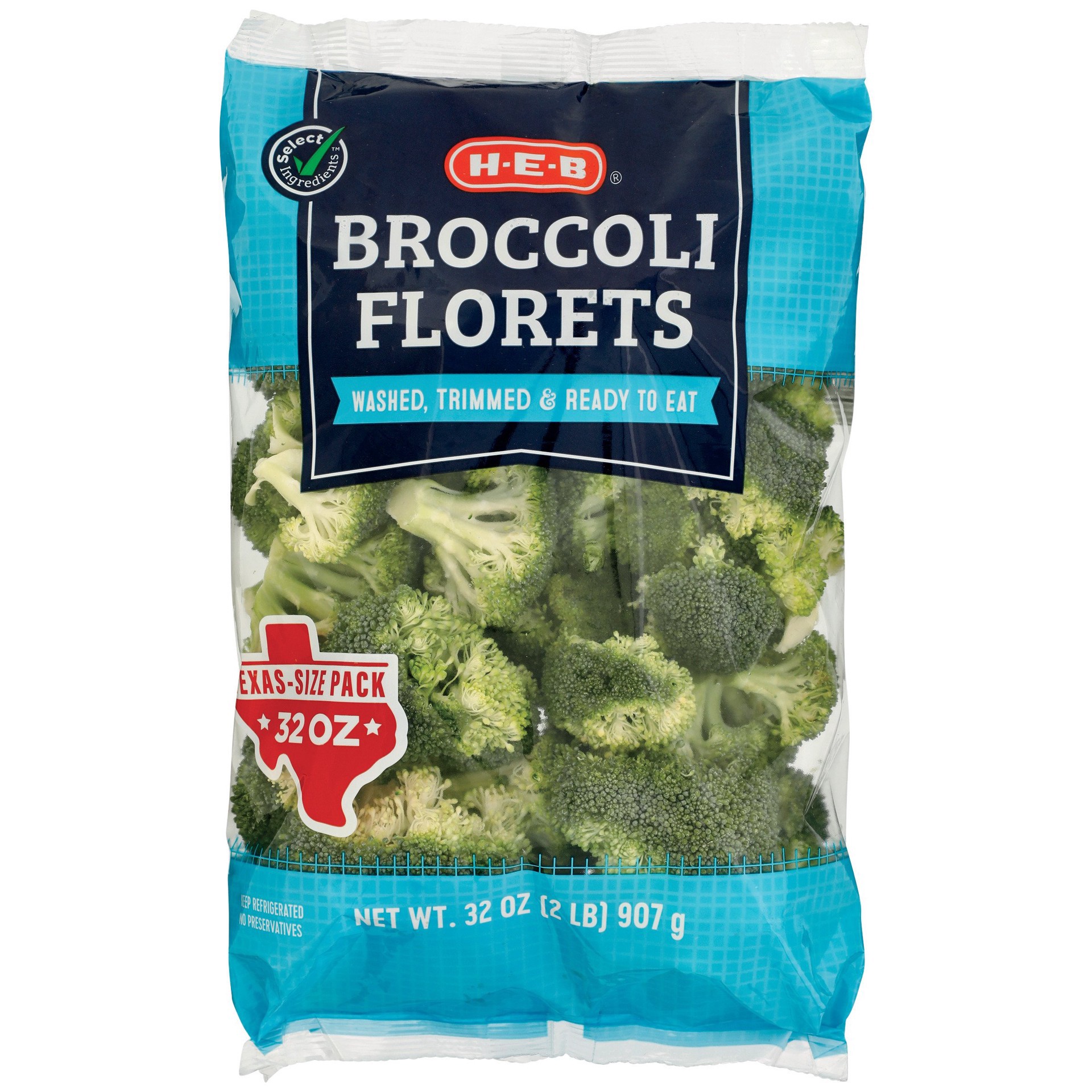 slide 1 of 1, H-E-B Broccoli Florets, 2 lb