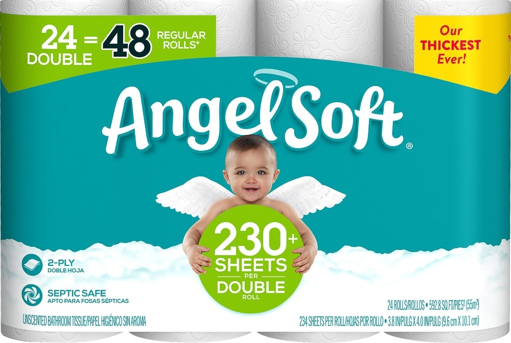 slide 1 of 1, Angel Soft White Double Roll Bath Tissue, 24 ct