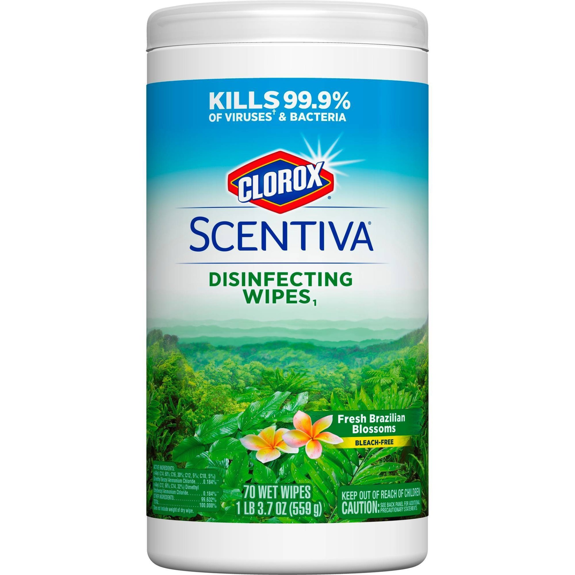 slide 1 of 1, Clorox Scentiva Disinfecting Wipes Fresh Brazilian Blossoms, 70 ct