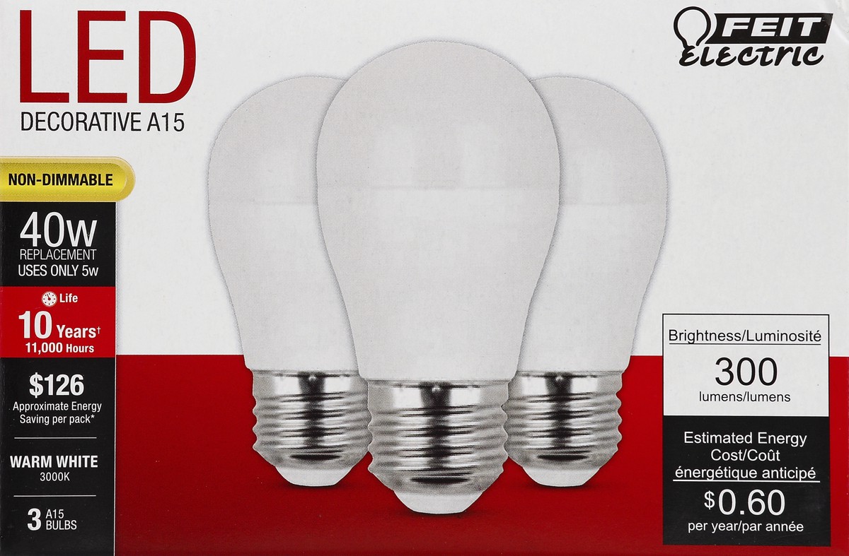 slide 4 of 4, Feit Electric Light Bulbs 3 ea, 3 ct
