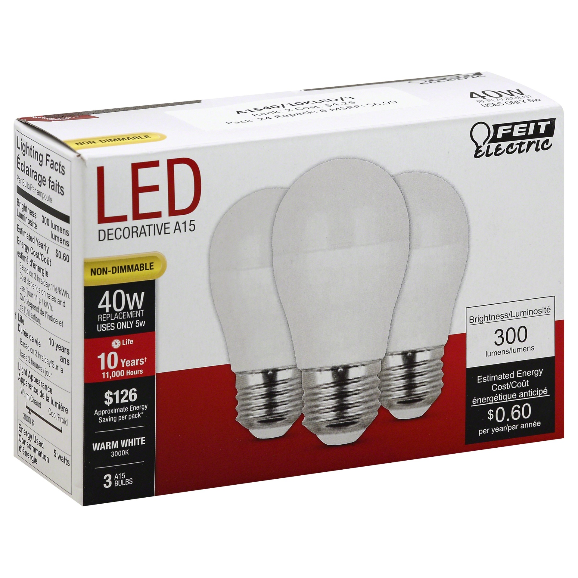 slide 1 of 4, Feit Electric Light Bulbs 3 ea, 3 ct