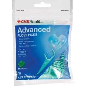 slide 1 of 1, CVS Health Advanced Floss Picks Mouthwash Mint, 36 ct