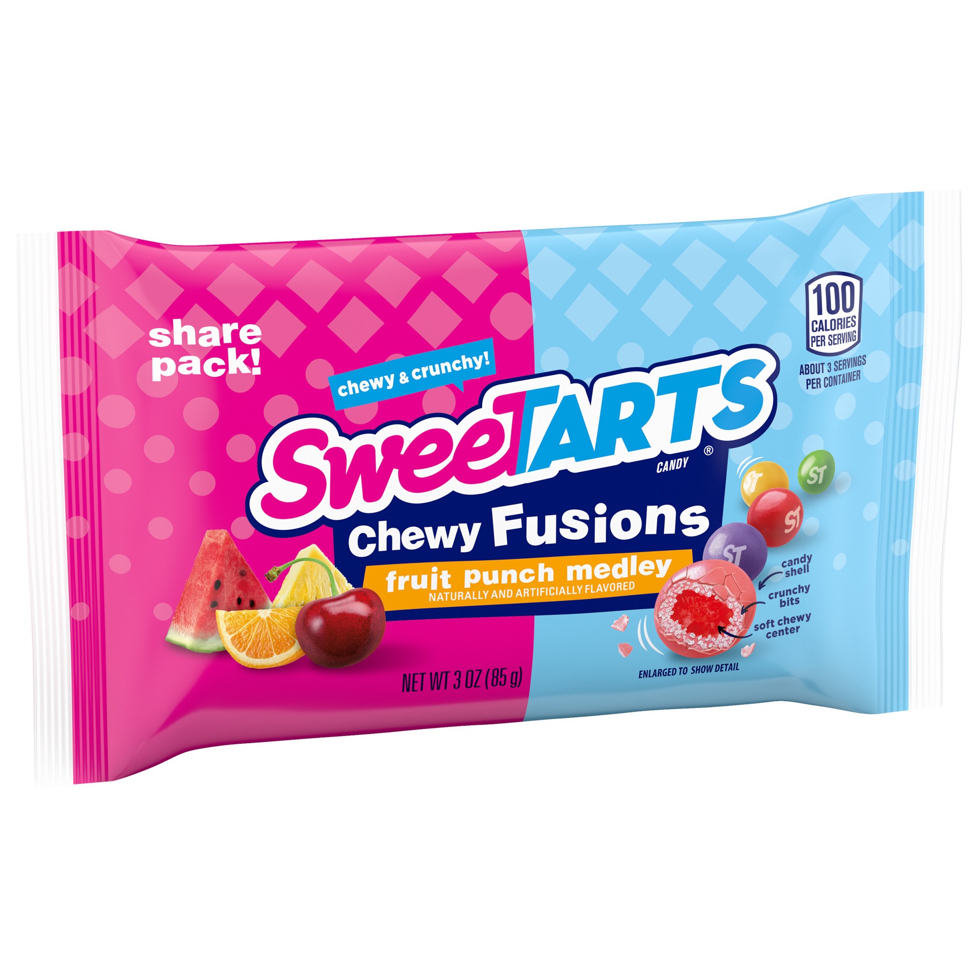 slide 5 of 5, SweeTARTS 05170 159724 Chewy Fusions Fruit Punch Medley Share Pack 3 oz, 3 oz