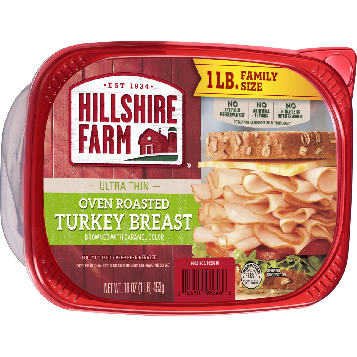 slide 3 of 5, Hillshire Farm Ultra Thin Sliced Deli Lunch Meat, Oven Roasted Turkey Breast, 16 oz, 453.59 g