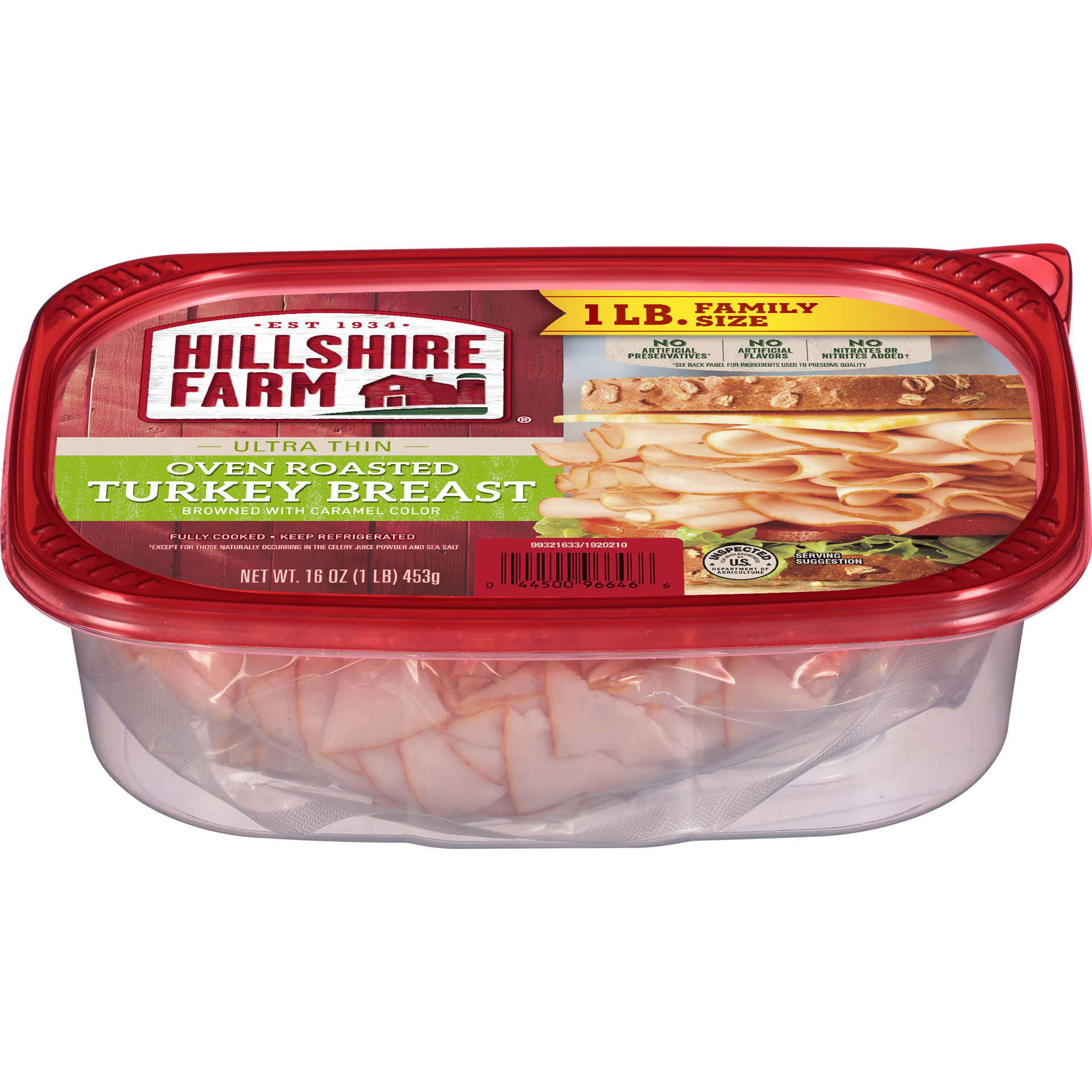 slide 1 of 5, Hillshire Farm Ultra Thin Sliced Oven Roasted Turkey Breast Sandwich Meat, 16 oz, 453.59 g