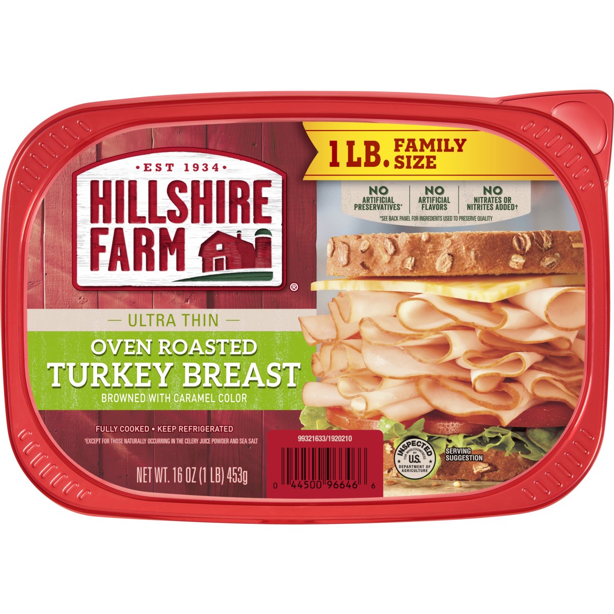 slide 5 of 5, Hillshire Farm Ultra Thin Sliced Deli Lunch Meat, Oven Roasted Turkey Breast, 16 oz, 453.59 g