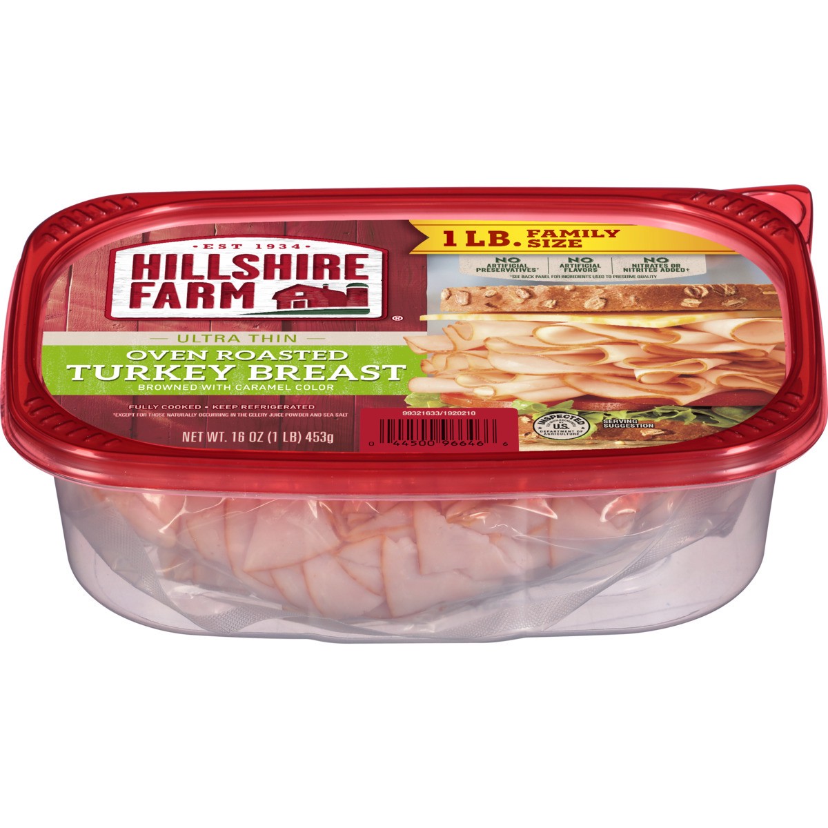 slide 1 of 5, Hillshire Farm Ultra Thin Sliced Deli Lunch Meat, Oven Roasted Turkey Breast, 16 oz, 453.59 g