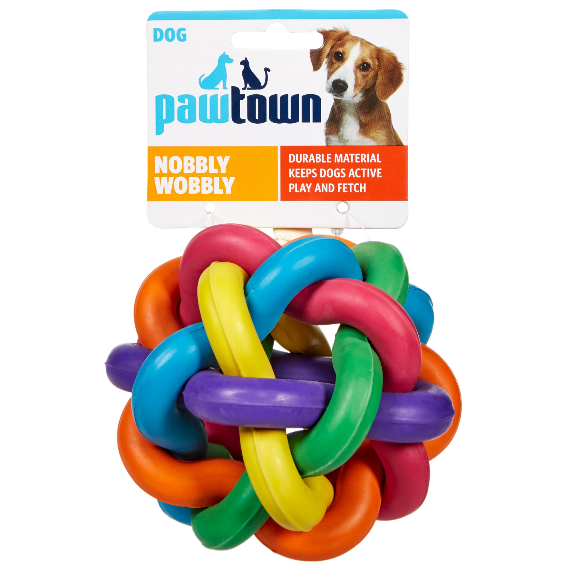 slide 1 of 3, Pawtown Nobbly Wobbly Rubber Ball Dog Toy, 1 ct