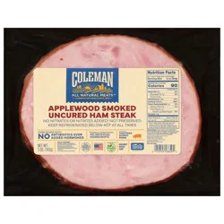 Coleman Uncured Applewood Smoked Ham Steak 5 oz