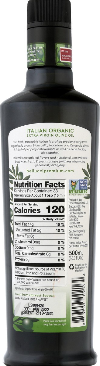 slide 5 of 9, Bellucci Premium Organic 100% Italian Extra Virgin Olive Oil, 16.9 fl oz