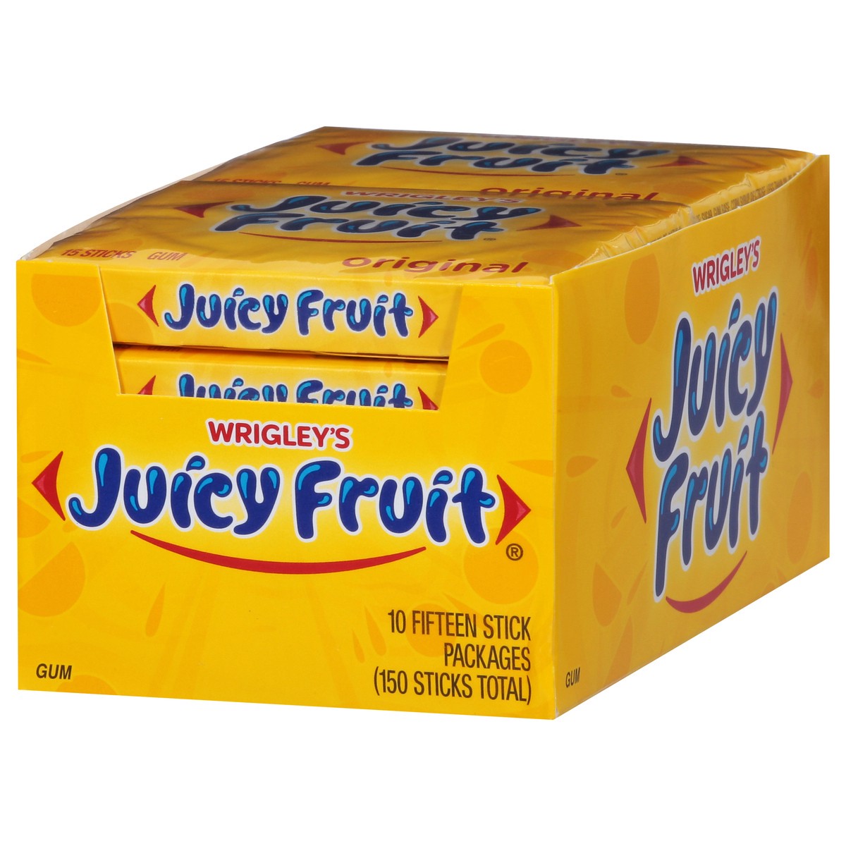 slide 4 of 9, JUICY FRUIT Original Bubble Chewing Gum, (10 Packs), 150 pc