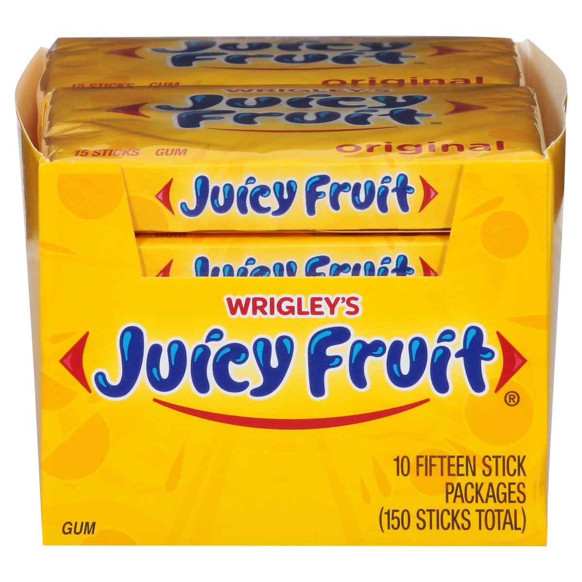 slide 1 of 9, Juicy Fruit Original Gum 10 - 15 Stick Packs, 10 ct