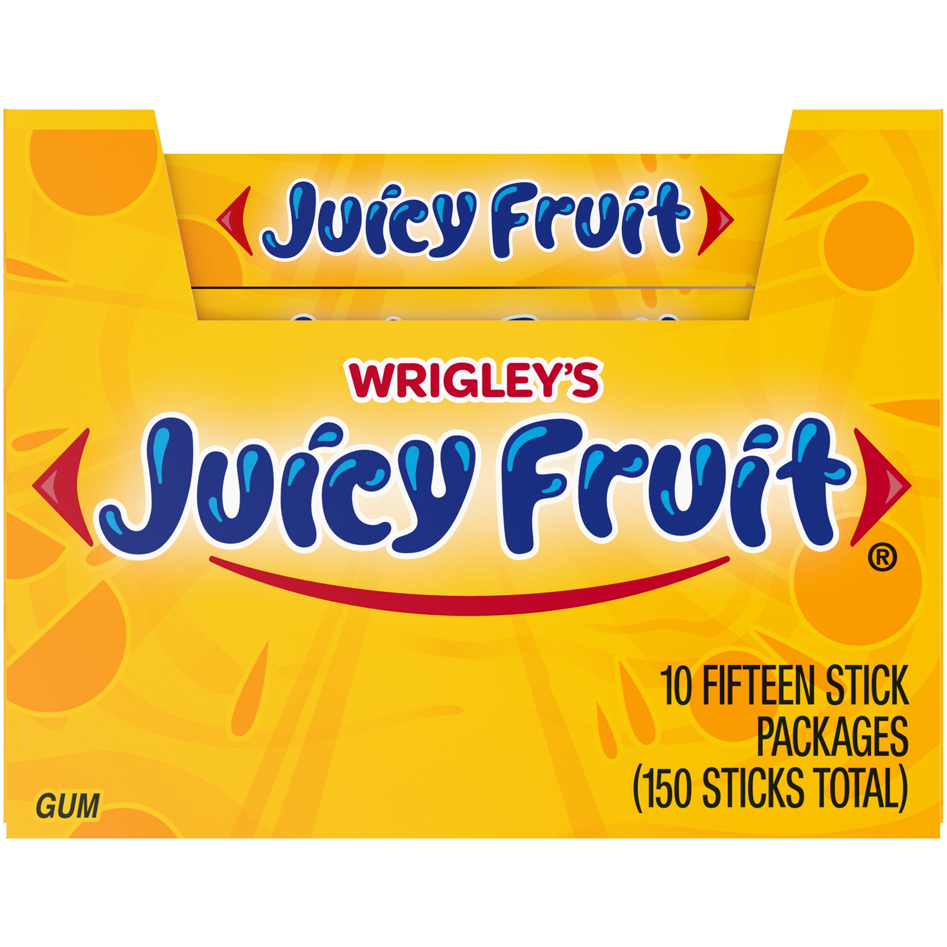 slide 1 of 9, JUICY FRUIT Original Bubble Chewing Gum, (10 Packs), 150 pc