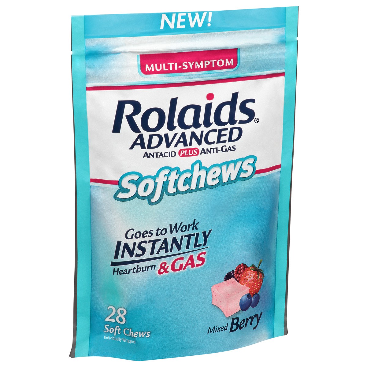 slide 7 of 9, Rolaids Advanced Multi-Symptom Soft Chews Mixed Berry Antacid Plus Anti-Gas 28 ea, 28 ct