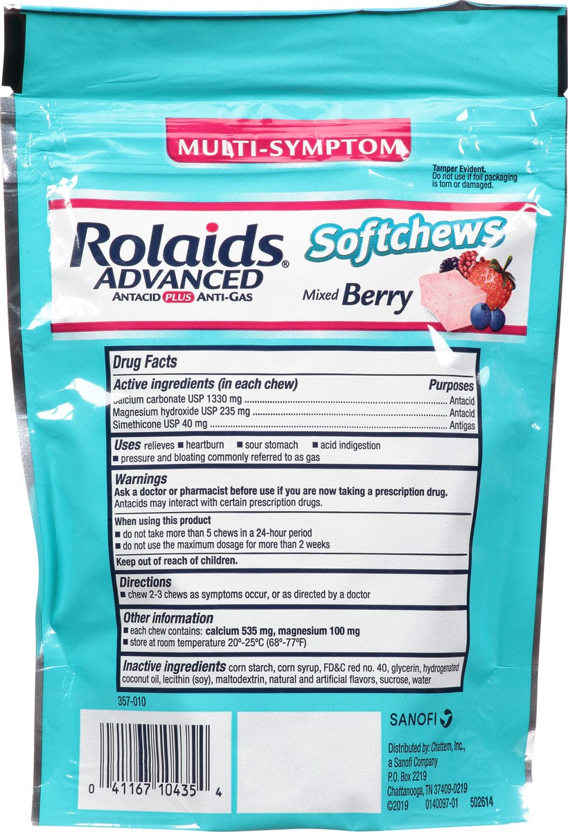slide 4 of 9, Rolaids Advanced Multi-Symptom Soft Chews Mixed Berry Antacid Plus Anti-Gas 28 ea, 28 ct