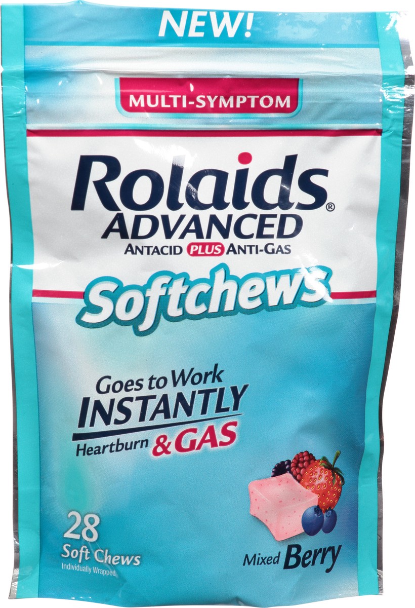 slide 6 of 9, Rolaids Advanced Multi-Symptom Soft Chews Mixed Berry Antacid Plus Anti-Gas 28 ea, 28 ct
