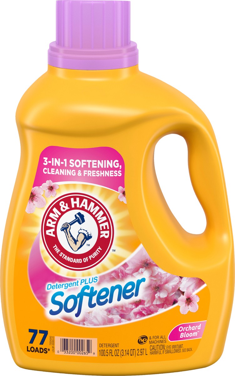 slide 2 of 9, ARM & HAMMER Plus a Touch of Softener, 77 Loads, Liquid Laundry Detergent, 100.5 Fl oz, 100.5 fl oz