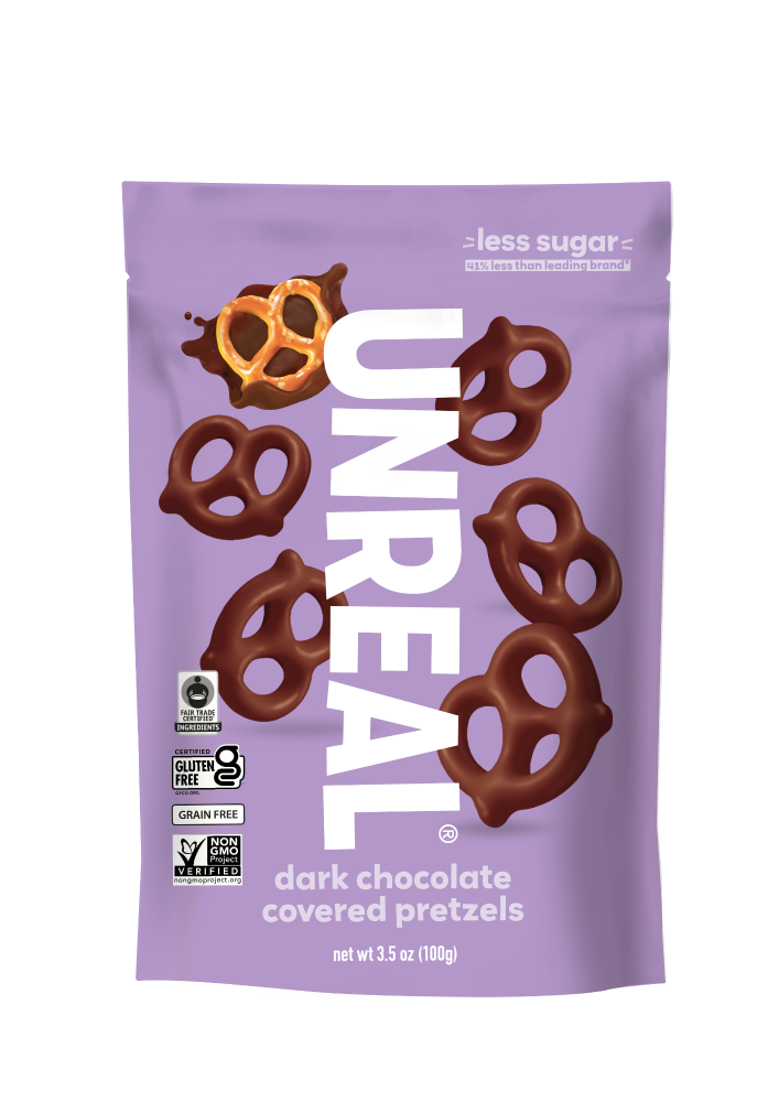 slide 1 of 2, Unreal Pretzels Dark Choc, 3.5 oz