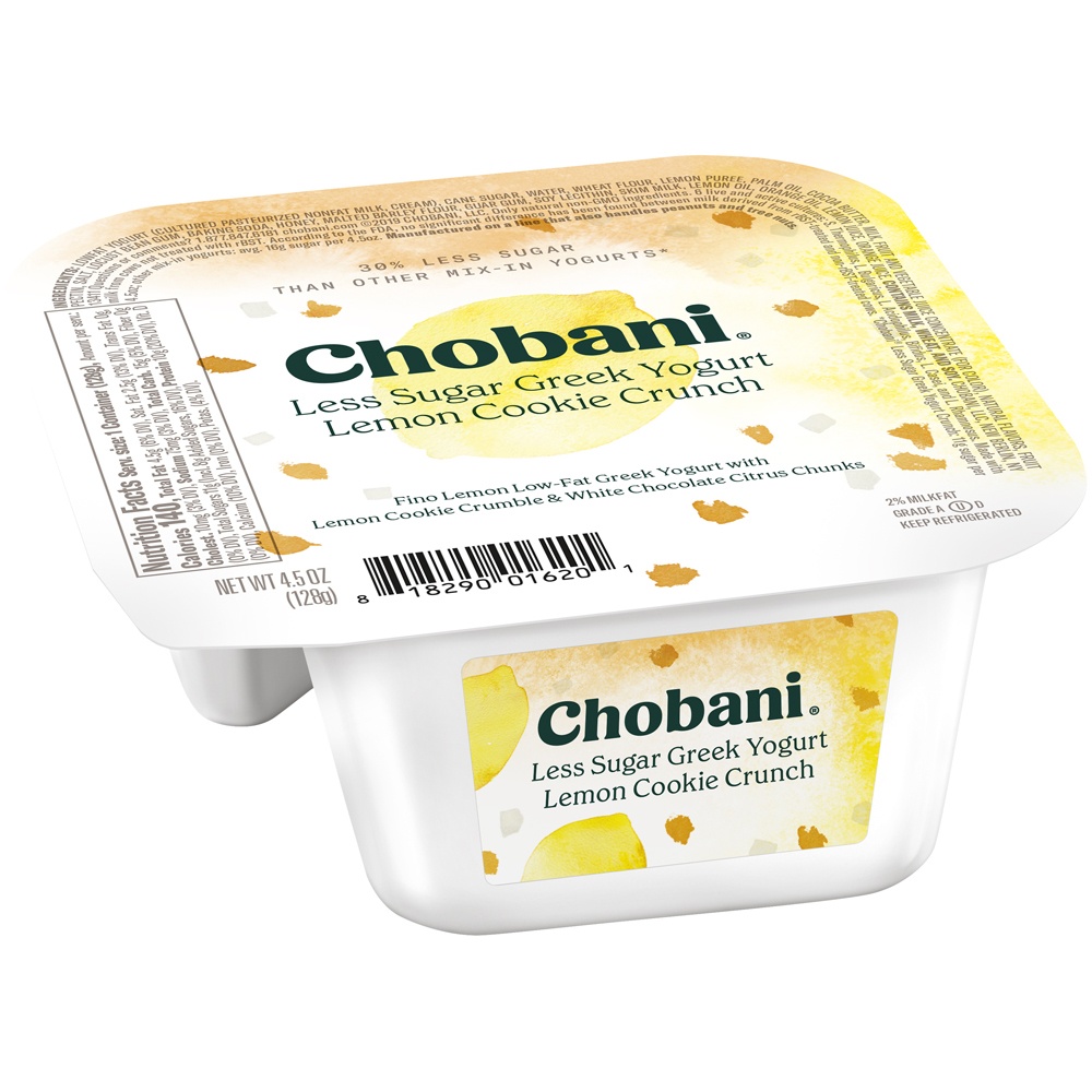 slide 6 of 7, Chobani Less Sugar Lemon Cookie Crunch Low-Fat Greek Yogurt, 4.5 oz