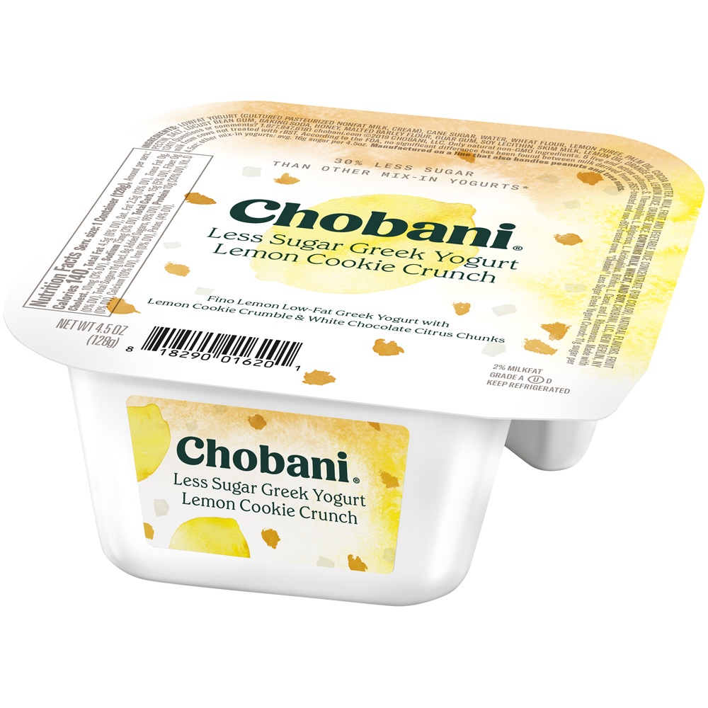 slide 7 of 7, Chobani Less Sugar Lemon Cookie Crunch Low-Fat Greek Yogurt, 4.5 oz