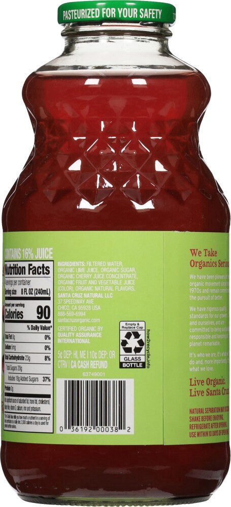 slide 3 of 4, Santa Cruz Organic Cherry Limeade 32 fl oz, 32 fl oz