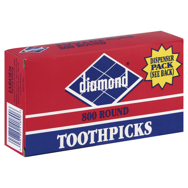 slide 1 of 1, Diamond Toothpicks Round Dispenser Pack, 800 ct