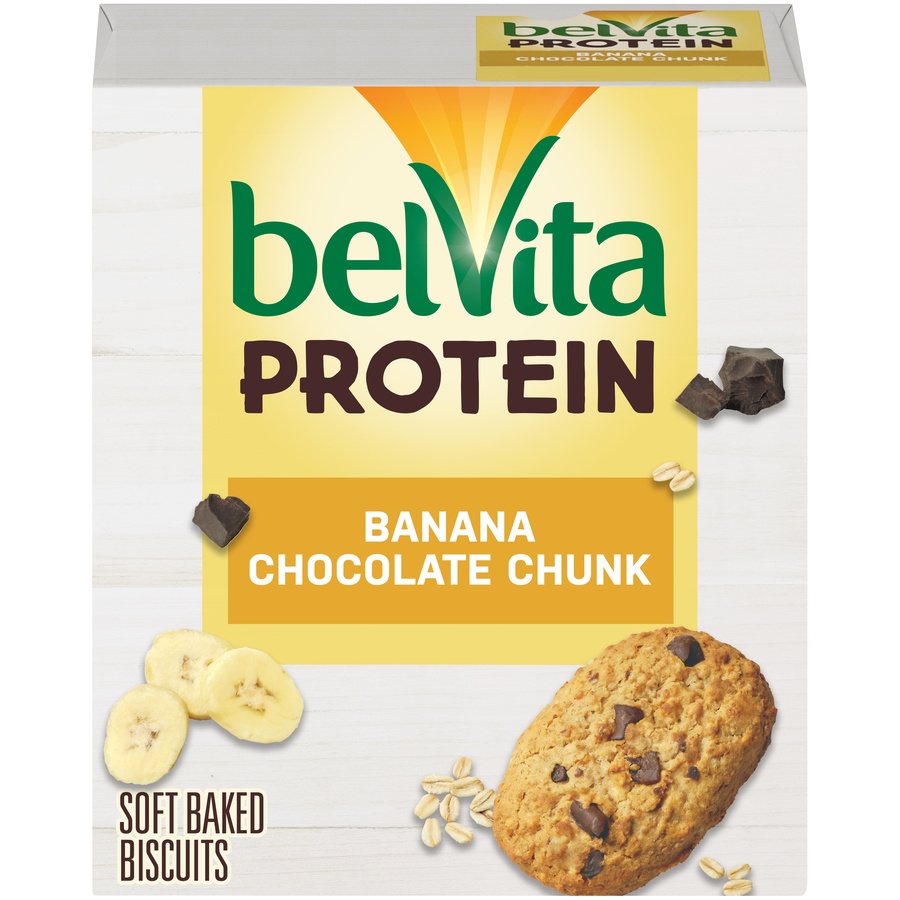 slide 3 of 9, belVita Biscuits, Banana Chocolate Chunk, Soft Baked, 4 ct