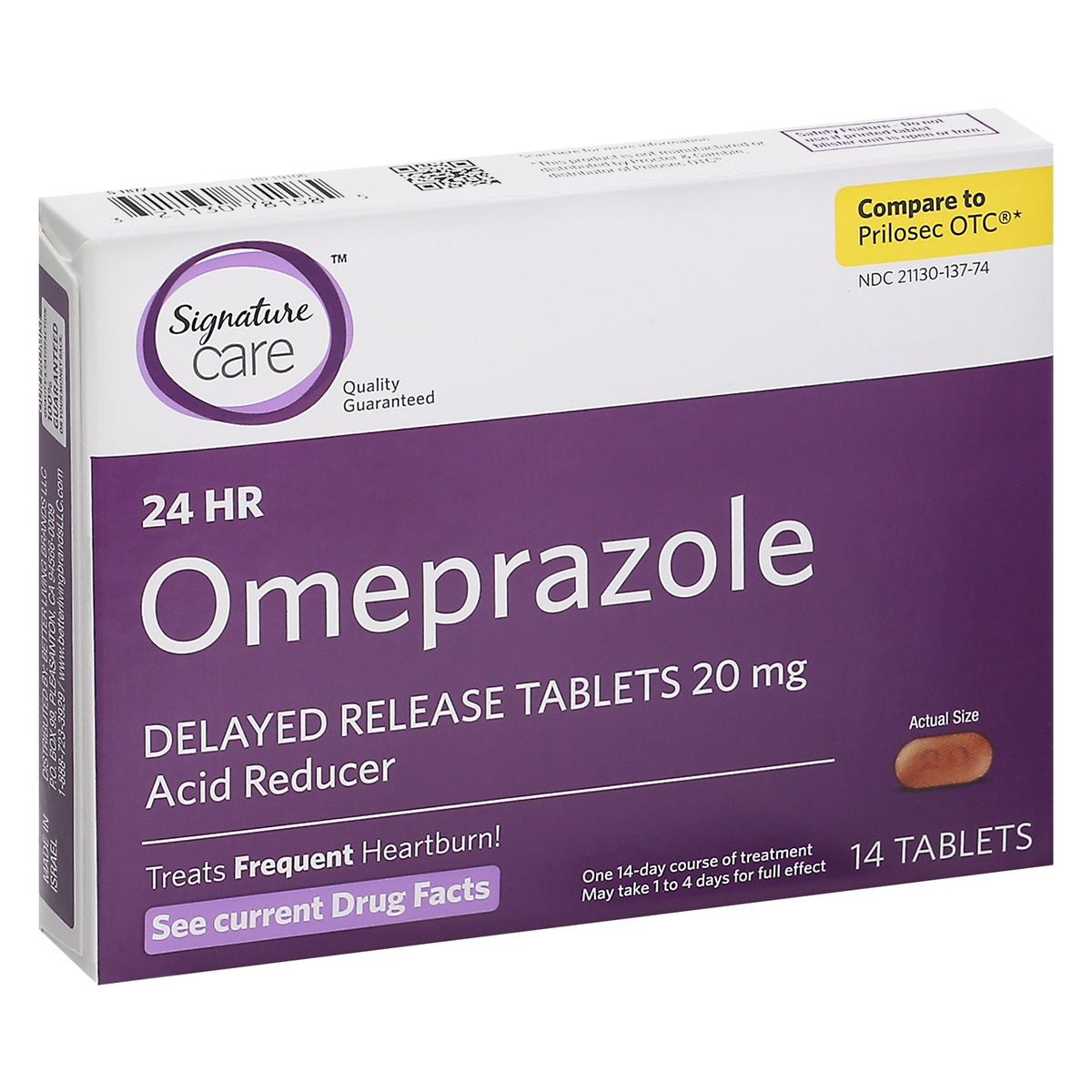 slide 2 of 9, Signature Care Omeprazole 20 Mg Delayed Release Tablets, 14 ct