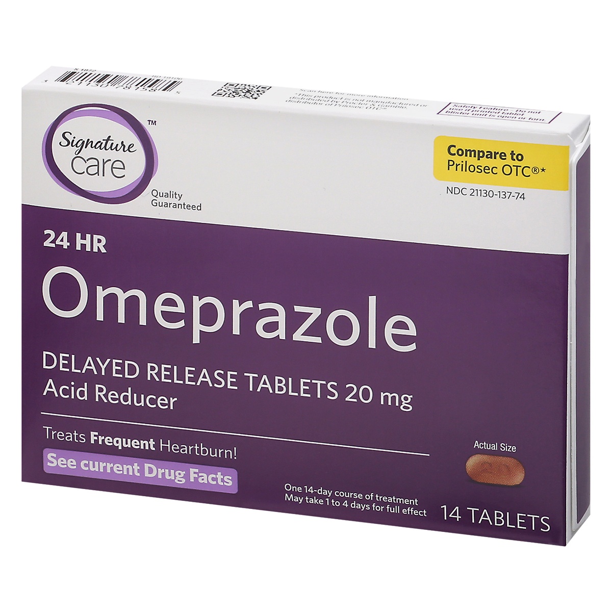 slide 3 of 9, Signature Care Omeprazole 20 Mg Delayed Release Tablets, 14 ct