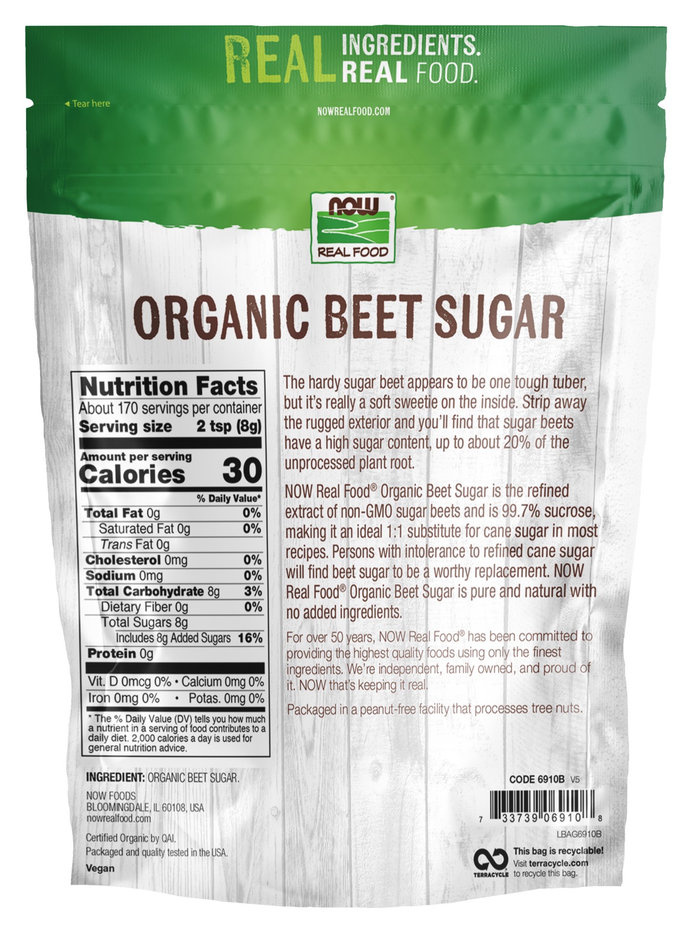slide 3 of 3, NOW Real Food Beet Sugar, Organic - 3 lbs., 3 lb