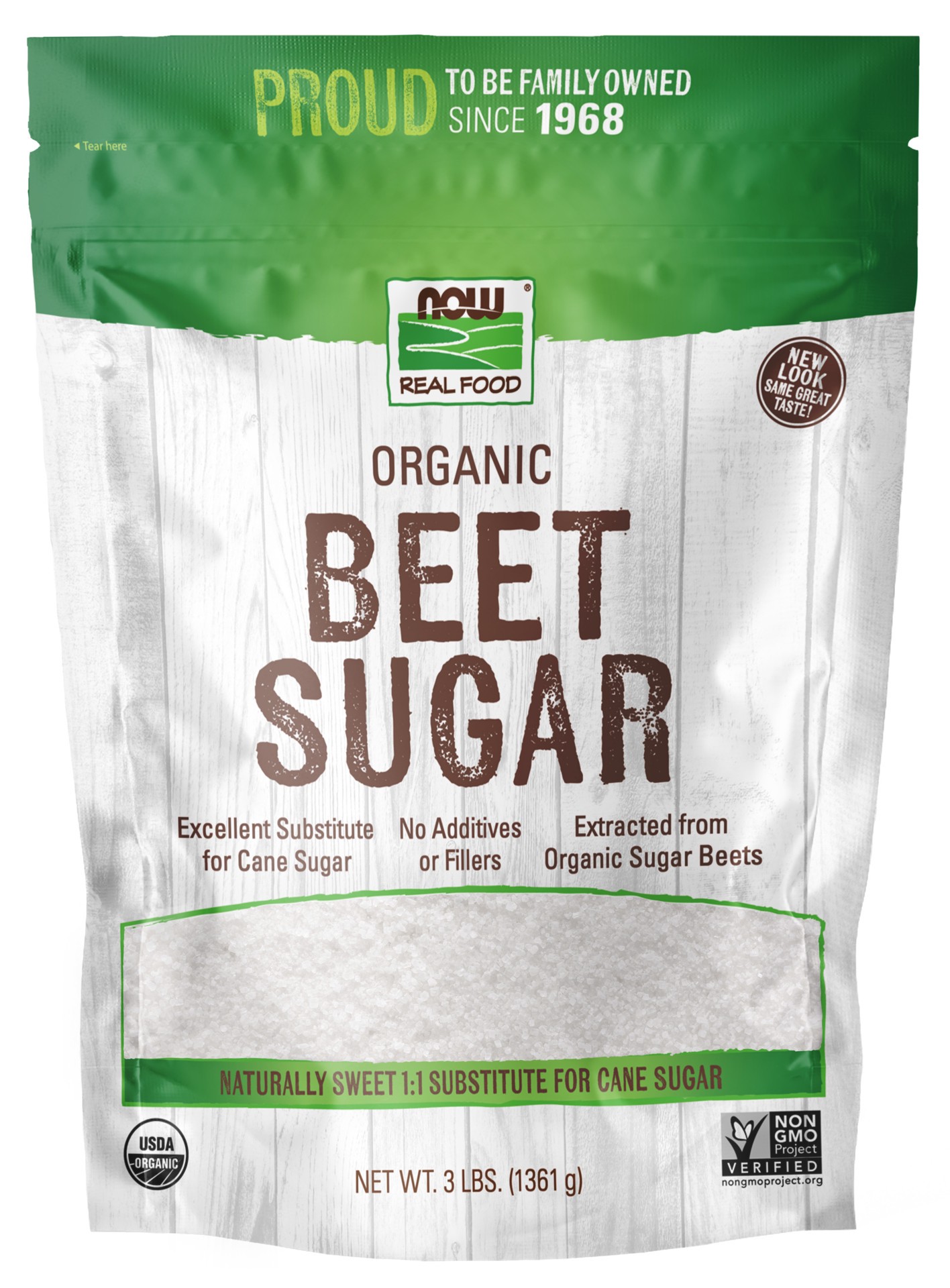 slide 1 of 3, NOW Natural Foods Beet Sugar, Organic - 3 lbs., 3 lb