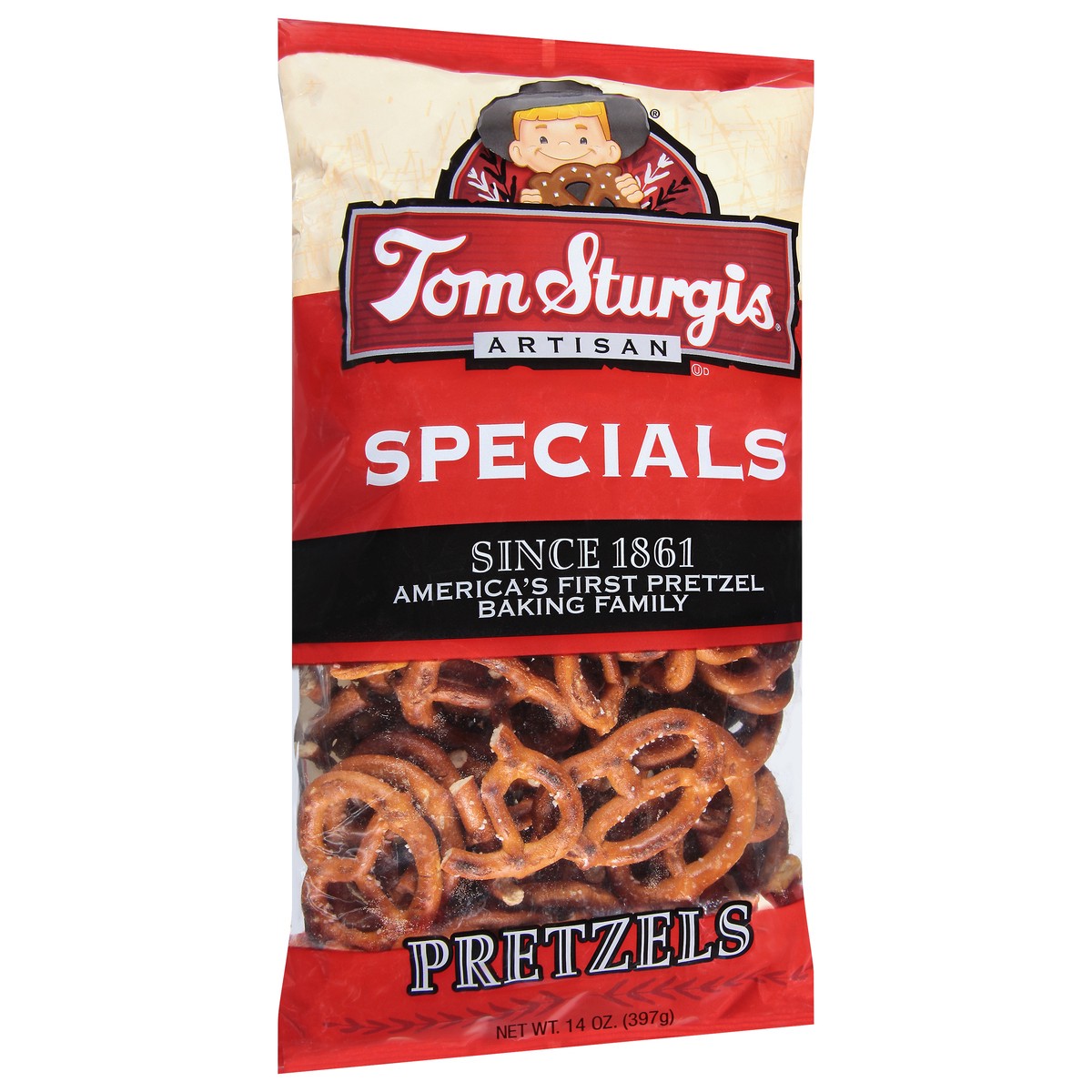 slide 8 of 9, Tom Sturgis Pretzels, 14 oz