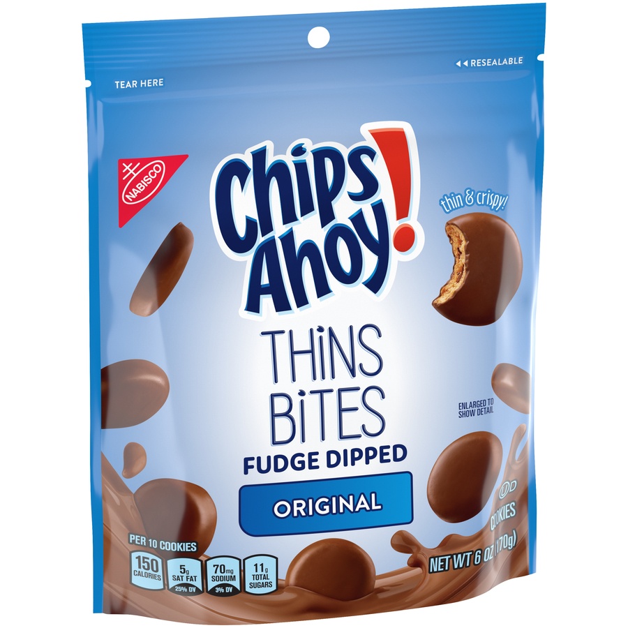 slide 3 of 9, Chips Ahoy! Original Fudge Dipped Thin Bites, 6 oz