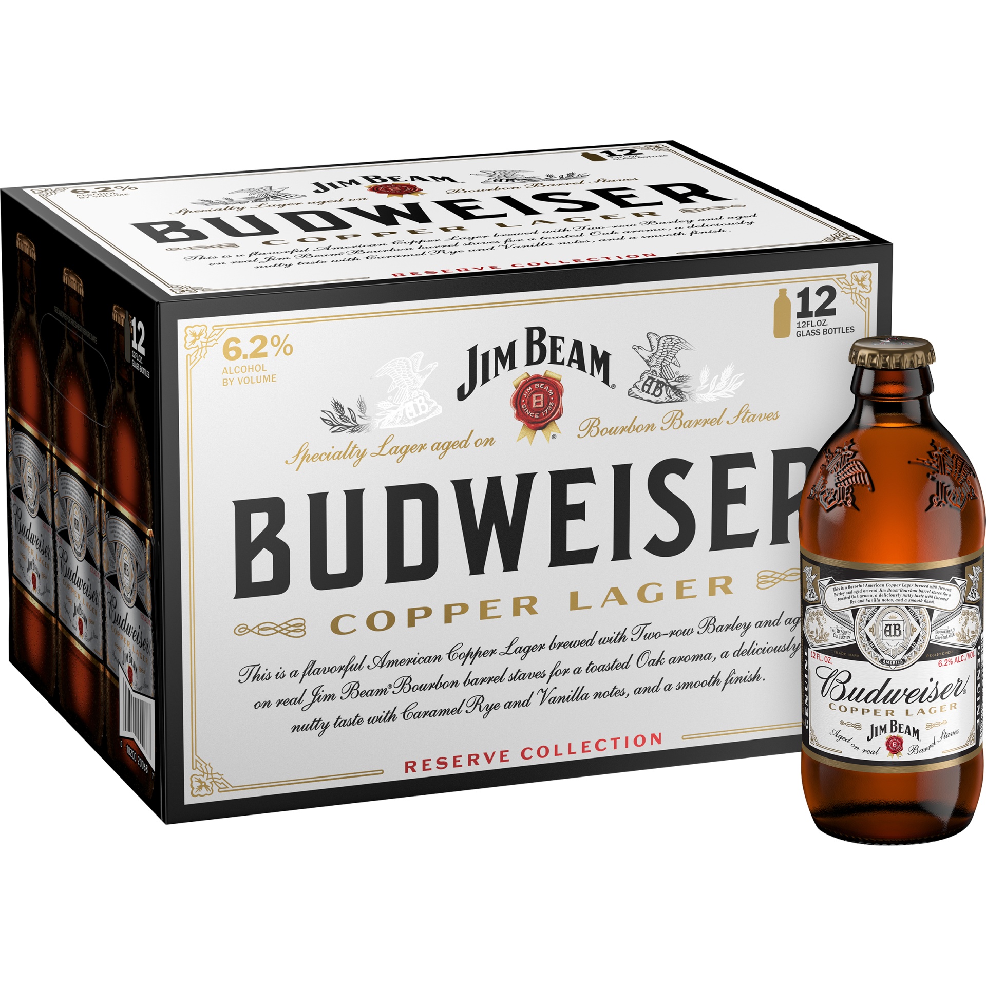 slide 1 of 1, Budweiser Jim Beam Copper Lager, 6.2% ABV, 12 ct; 12 oz