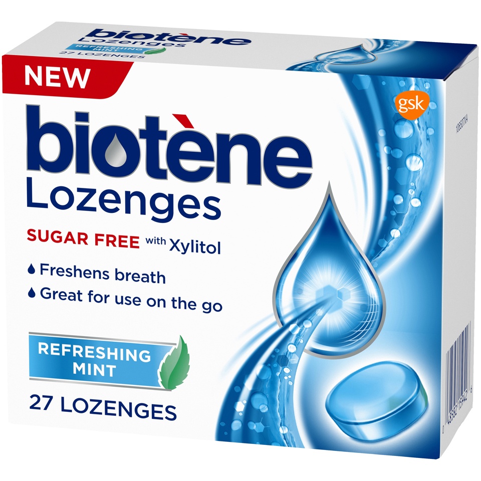slide 3 of 3, Biotène Biotene Dry Mouth with Xylitol Sugar Free Refreshing Mint Lozenges 27 ea, 27 ct