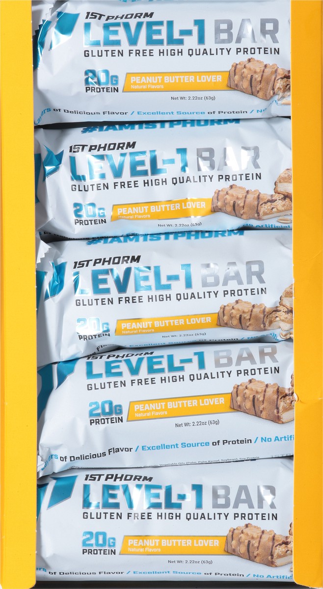 slide 4 of 13, 1st Phorm Peanut Butter Lover Level-1 Bar 15 - 2.22 oz Bars, 15 ct