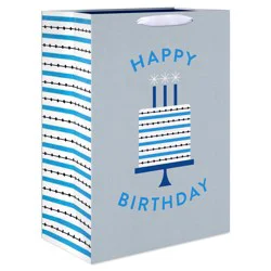American Greetings Happy Birthday Cake Grey Jumbo Gift Bag for Him
