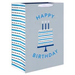 American Greetings Happy Birthday Cake Grey Jumbo Gift Bag for Him