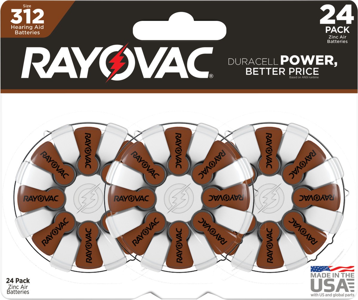 slide 3 of 3, Rayovac Size 312 Hearing Aid Batteries, Size 312 Batteries, 24 Count, 24 ct